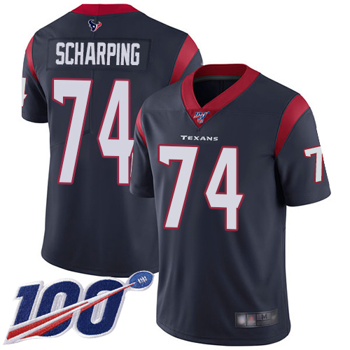 Houston Texans Limited Navy Blue Men Max Scharping Home Jersey NFL Football 74 100th Season Vapor Untouchable